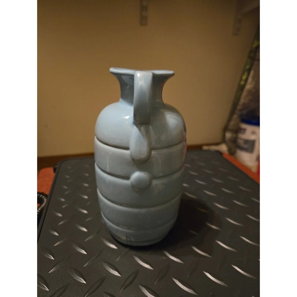 Frankoma Pottery‎ 831 Beehive Ribbed Jug Vase Sky Blue Glaze Vintage Art Pottery